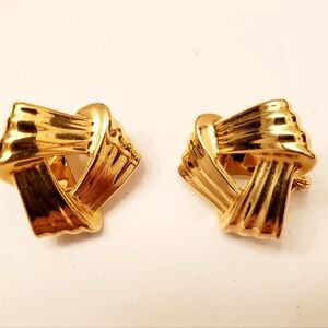 MONET Elegant Gold Knot Earrings, Clip On, Classic Style